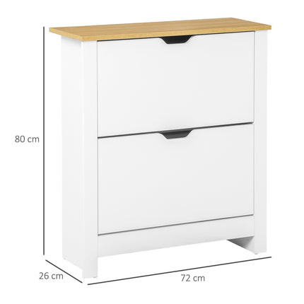 Platzsparender Schuhschrank, weiß & natur, für 12 Paar Schuhe