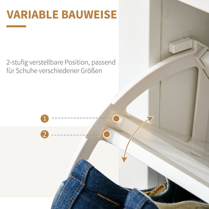 Platzsparender Schuhschrank, weiß & natur, für 12 Paar Schuhe
