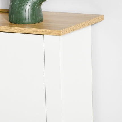 Platzsparender Schuhschrank, weiß & natur, für 12 Paar Schuhe