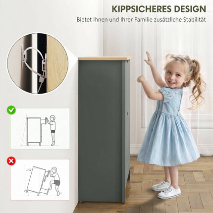 Schuhschrank mit 2 aufklappbaren Fächern, 72 x 26 x 80 cm; Hellgrau