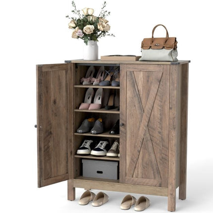 Schuhschrank mit Türen, 6 verstellbare Einlegeböden