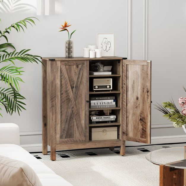 Shoe Cabinet With Doors, 6-Tier Adjustable Shelves