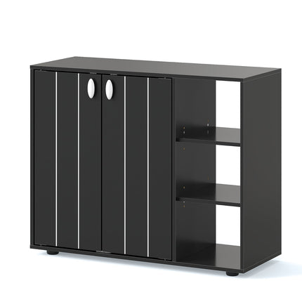 Shoe Cabinet with 2 Doors & Adjustable Shelves, Black