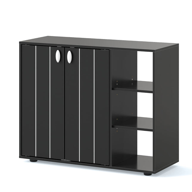Shoe Cabinet with 2 Doors & Adjustable Shelves, Black