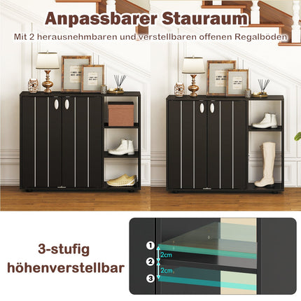 Shoe Cabinet with 2 Doors & Adjustable Shelves, Black