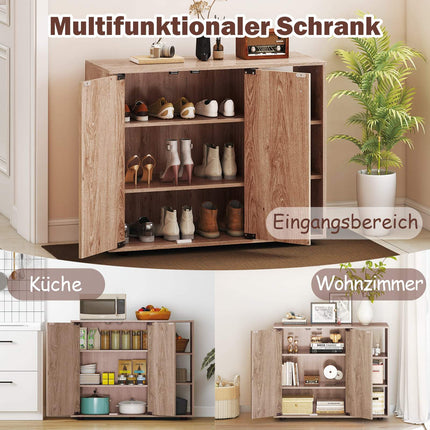 Schuhschrank mit 2 Türen und verstellbaren Einlegeböden, Natur