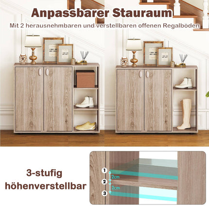 Schuhschrank mit 2 Türen und verstellbaren Einlegeböden, Natur