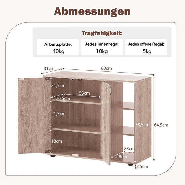 Shoe Cabinet with 2 Doors & Adjustable Shelves, Natural