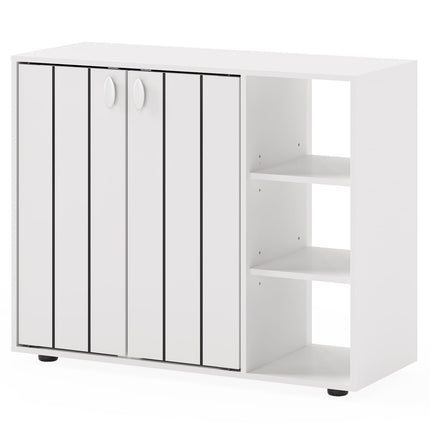 Shoe Cabinet with 2 Doors & Adjustable Shelves, White