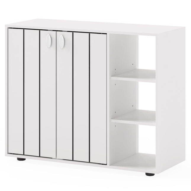 Shoe Cabinet with 2 Doors & Adjustable Shelves, White