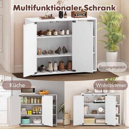 Shoe Cabinet with 2 Doors & Adjustable Shelves, White