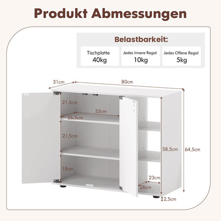 Shoe Cabinet with 2 Doors & Adjustable Shelves, White