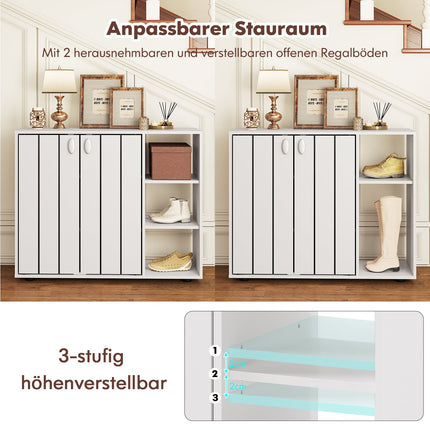 Shoe Cabinet with 2 Doors & Adjustable Shelves, White