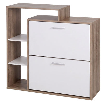 Shoe Cabinet with 2 Flaps, Adjustable Shelves, White