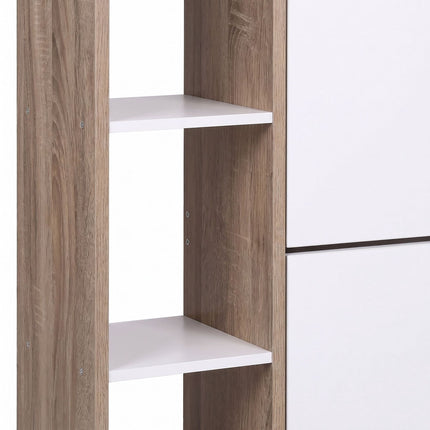 Shoe Cabinet with 2 Flaps, Adjustable Shelves, White