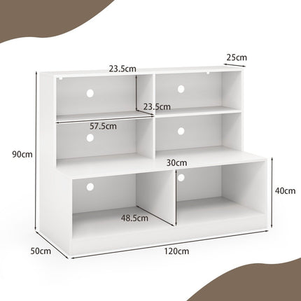 Schuhschrank mit 6 Fächern, 2-in-1 Bank & Regal