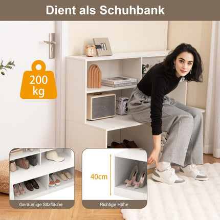 Schuhschrank mit 6 Fächern, 2-in-1 Bank & Regal