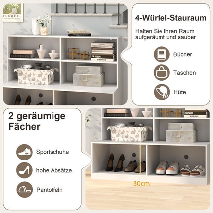 Schuhschrank mit 6 Fächern, 2-in-1 Bank & Regal