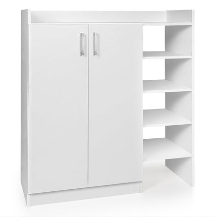 Shoe Cabinet with Adjustable Shelves & 2 Doors, White