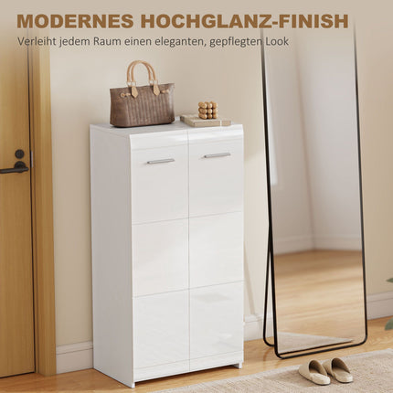 Schuhschrank mit verstellbaren Einlegeböden, Hochglanz Weiß, fasst 10 Paar