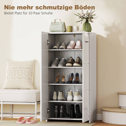 Schuhschrank mit verstellbaren Einlegeböden, Hochglanz Weiß, fasst 10 Paar