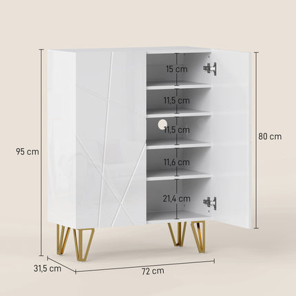 Schuhschrank mit verstellbaren Einlegeböden, Weiß, 72 x 31,5 x 95 cm
