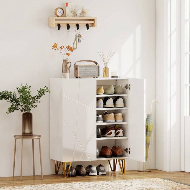 Shoe Cabinet with Adjustable Shelves, White, 72 x 31.5 x 95 cm