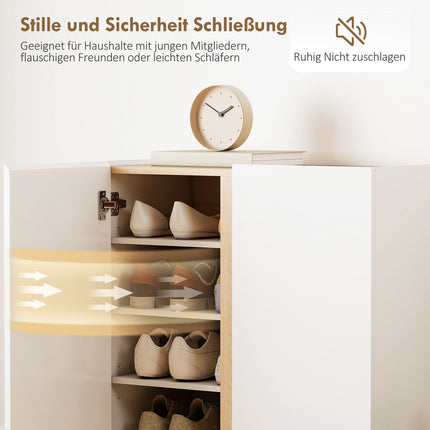 Schuhschrank mit Soft-Close, 6 Etagen, für 18 Paar, Weiß