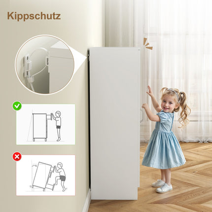 Schuhschrank mit Soft-Close-Scharnieren, verstellbaren Einlegeböden, Weiß