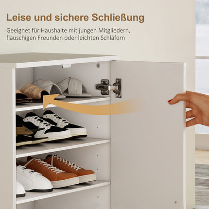 Schuhschrank mit Soft-Close-Scharnieren, verstellbaren Einlegeböden, Weiß