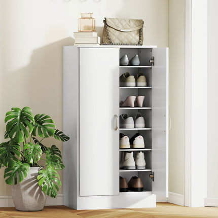 Schuhschrank mit Soft-Close-Scharnieren, verstellbaren Einlegeböden, Weiß