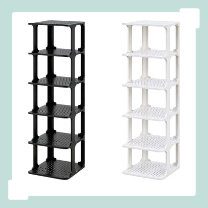Shoe Organizer Rack, Black, Space-Saving, Pack of 6
