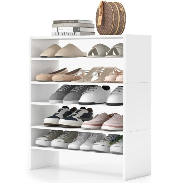 Shoe Rack 78cm, Stackable 3-Piece 2-Tier, White