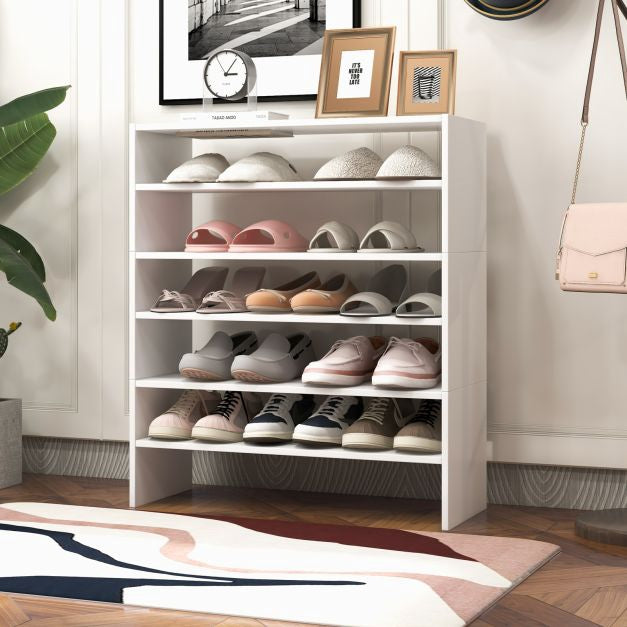 Shoe Rack 78cm, Stackable 3-Piece 2-Tier, White