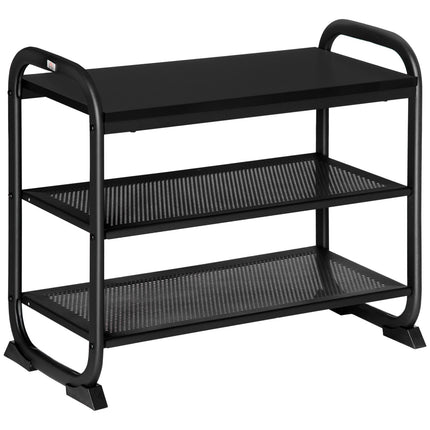 Schuhbank im Industrial Style, 2-stufig, Stahl, Schwarz, Platz für 6 Paar
