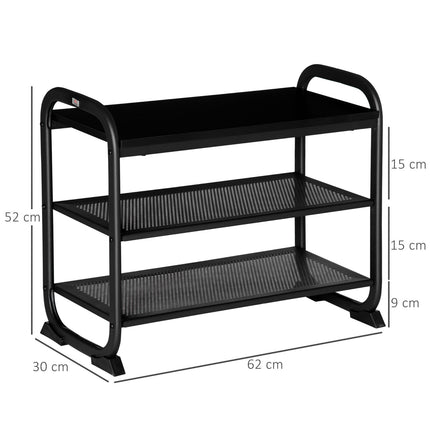 Schuhbank im Industrial Style, 2-stufig, Stahl, Schwarz, Platz für 6 Paar