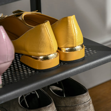 Schuhbank im Industrial Style, 2-stufig, Stahl, Schwarz, Platz für 6 Paar
