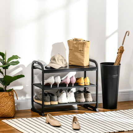 Schuhbank im Industrial Style, 2-stufig, Stahl, Schwarz, Platz für 6 Paar