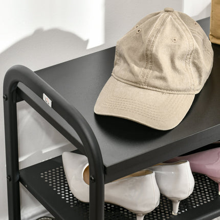 Schuhbank im Industrial Style, 2-stufig, Stahl, Schwarz, Platz für 6 Paar