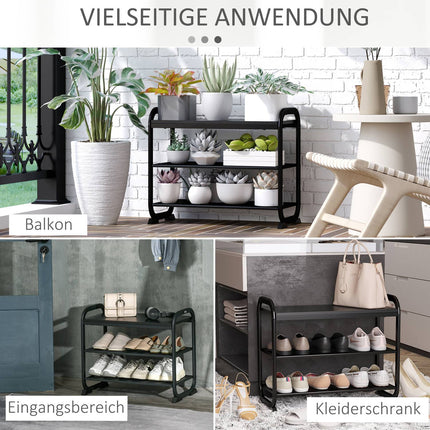 Schuhbank im Industrial Style, 2-stufig, Stahl, Schwarz, Platz für 6 Paar