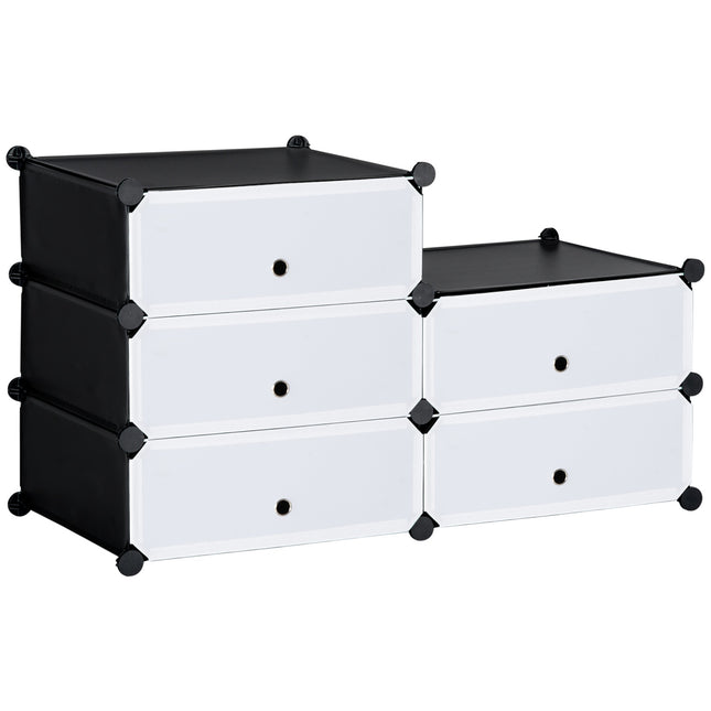 Plastic shoe rack, fits 6 pairs, black/white