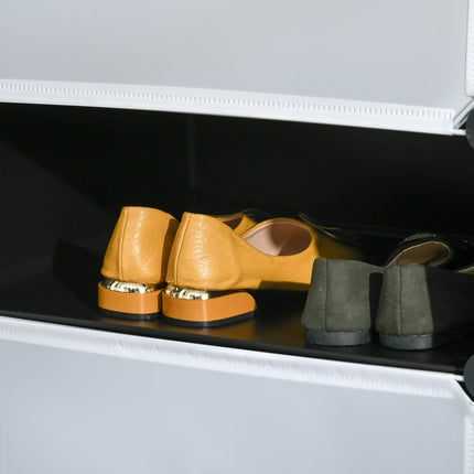 Étagère à chaussures en plastique pour 6 paires de chaussures Boîte à chaussures pour couloir Étagère de rangement de chaussures DIY Noir + Blanc 49 x 36,5 x 108 cm Aosom