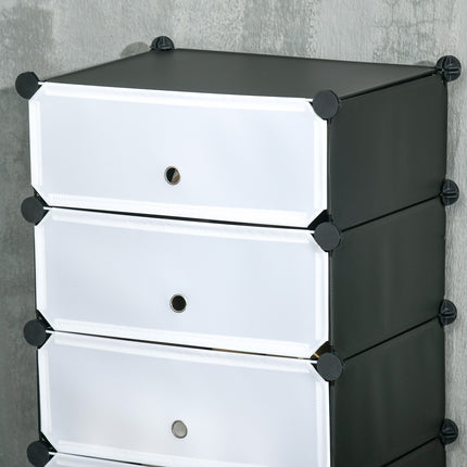 Étagère à chaussures en plastique pour 6 paires de chaussures Boîte à chaussures pour couloir Étagère de rangement de chaussures DIY Noir + Blanc 49 x 36,5 x 108 cm Aosom