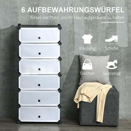 Étagère à chaussures en plastique pour 6 paires de chaussures Boîte à chaussures pour couloir Étagère de rangement de chaussures DIY Noir + Blanc 49 x 36,5 x 108 cm Aosom