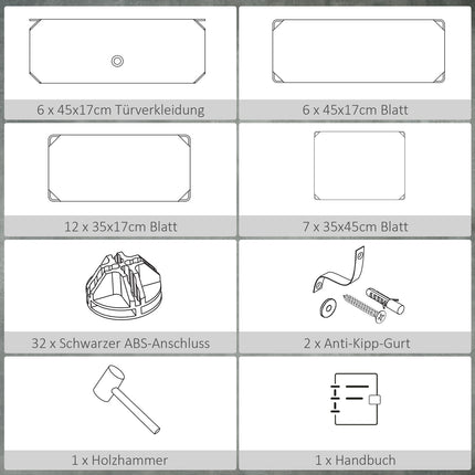 Étagère à chaussures en plastique pour 6 paires de chaussures Boîte à chaussures pour couloir Étagère de rangement de chaussures DIY Noir + Blanc 49 x 36,5 x 108 cm Aosom