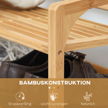 Bambusschuhregal – 3-stöckig, fasst 9 Paar, naturbelassen