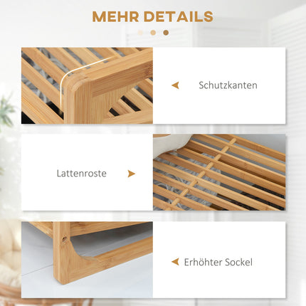 Bambusschuhregal – 3-stöckig, fasst 9 Paar, naturbelassen
