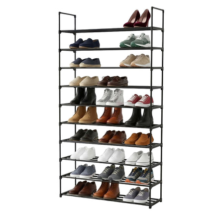 Shoe Rack, Slim Metal, Tool-Free Snap-Fit Assembly