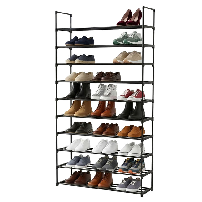 Shoe Rack, Slim Metal, Tool-Free Snap-Fit Assembly