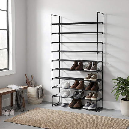 Shoe Rack, Slim Metal, Tool-Free Snap-Fit Assembly